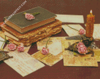 Vintage Books And Candles diamond painting