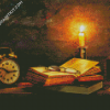 Vintage Candle Light And Book diamond painting