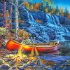 Waterfall Campfire diamond painting