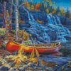 Waterfall Campfire diamond painting