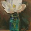 White Flowers In Mason Jar diamond painting