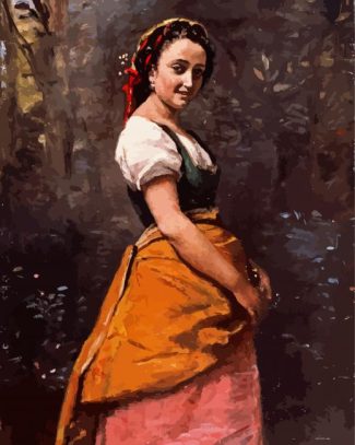 Young Woman In The Woods Corot diamond painting