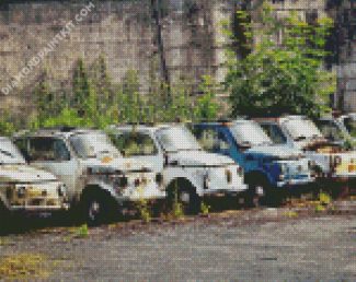 Abandoned Vintage Fiat Cars diamond painting