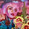 Abstract Lady And Flowers diamond painting