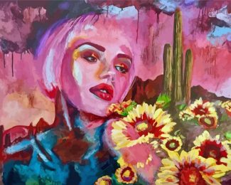 Abstract Lady And Flowers diamond painting