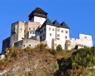 Aesthetic Trencin Castle Slovakia diamond painting