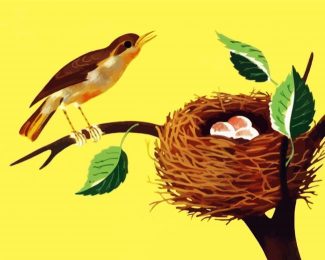 Aesthetic Bird And Nest diamond painting