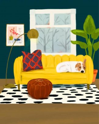 Aesthetic Dog On The Couch diamond painting