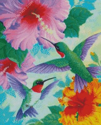 Aesthetic Green Hummingbird diamond painting