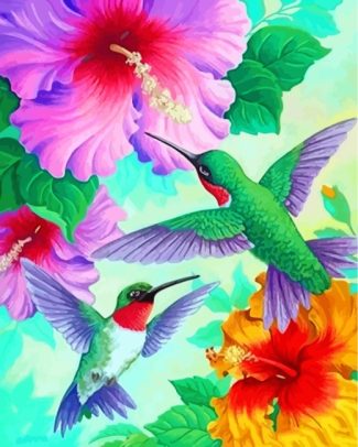 Aesthetic Green Hummingbird diamond painting