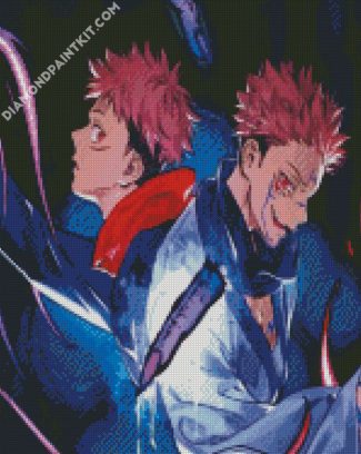 Aesthetic Yuji Itadori Jujutsu Kaisen diamond painting