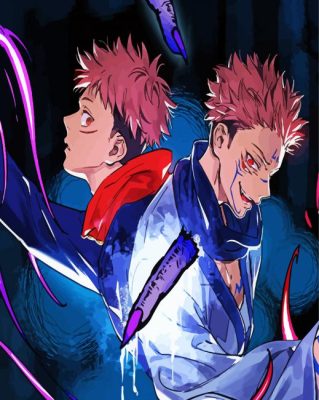 Aesthetic Yuji Itadori Jujutsu Kaisen diamond painting