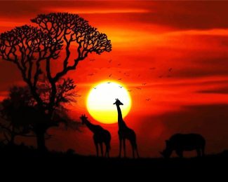 African Animals Sunset diamond painting