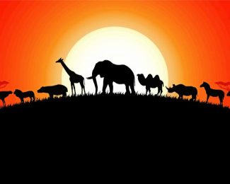 Animals Silhouette Illustration diamond painting