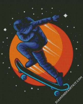 Astronaut Skateboarding diamond painting