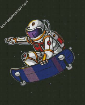 Astronaut Skateboarding In Space diamond painting