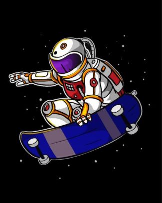 Astronaut Skateboarding In Space diamond painting