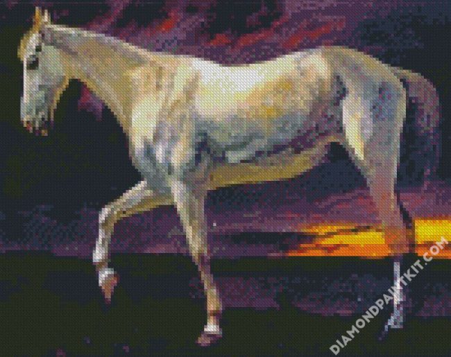 Bierstadt White Horse And Sunset diamond painting