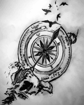 Black And White Compass Art diamond painting