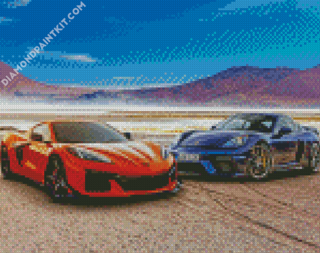 Blue And Orange Chevrolet Corvette diamond painting