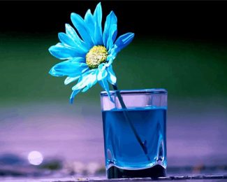 Blue Flower In A Glass Cup diamond painting