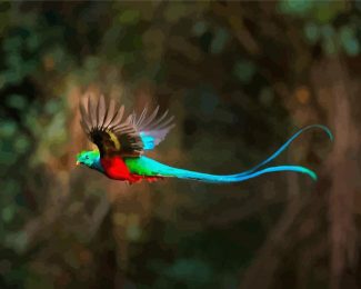 Blue Tail Quetzal diamond painting