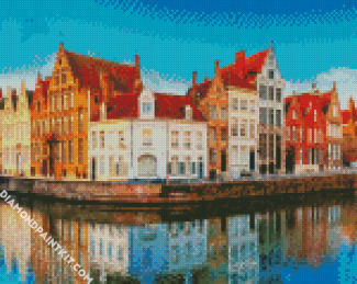 Bruges Houses Reflection diamond painting