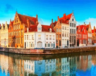 Bruges Houses Reflection diamond painting