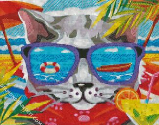 Cat Enjoying The Summer diamond painting