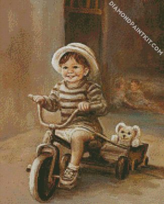 Child Playing With Tricycle diamond painting