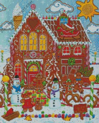 Christmas Gingerbread Tree House diamond painting