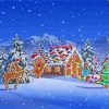 Christmas Snowy Gingerbread House diamond painting