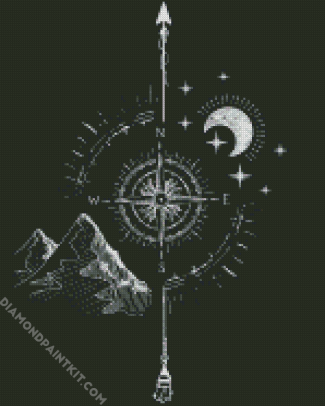 Compass Black And White Art diamond painting