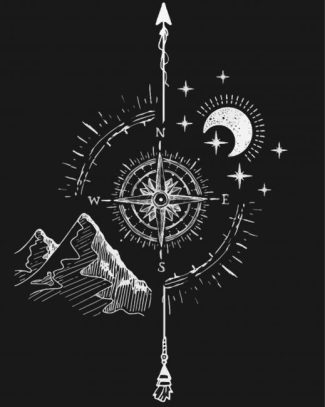 Compass Black And White Art diamond painting