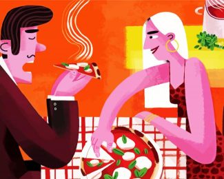 Couple Eating Pizza diamond painting