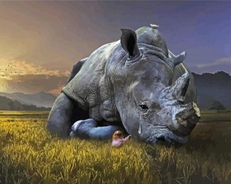 Crying Rhinoceros diamond painting