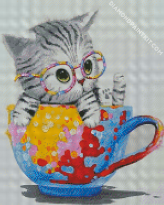 Cute Cat In A Teacup diamond painting