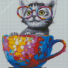 Cute Cat Wearing Glasses diamond painting