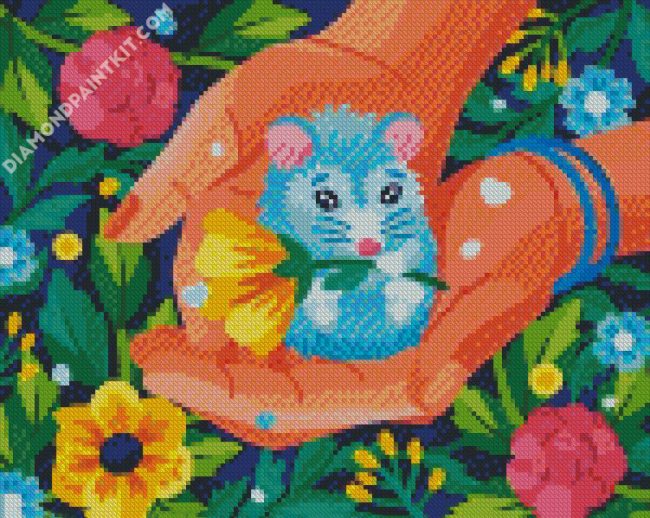 Cute Mouse And Flowers diamond painting