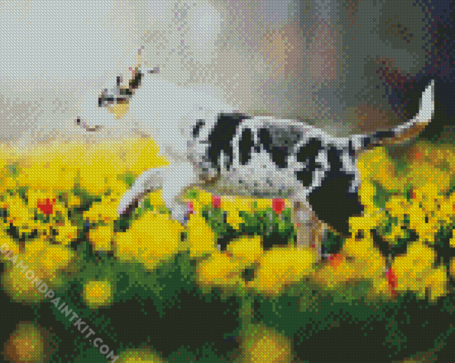 Dog In Flowers diamond painting