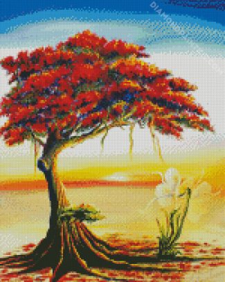 Flamboyan Tree Art diamond painting