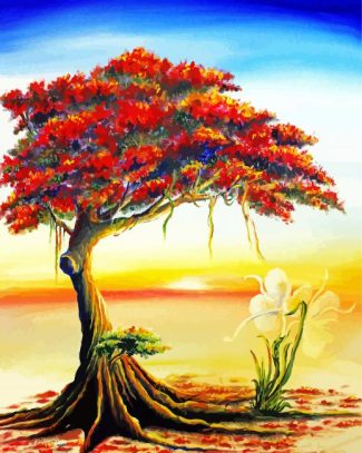 Flamboyan Tree Art diamond painting