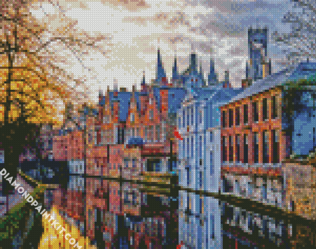 Houses At Sunset In Bruges diamond painting