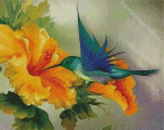 Hummingbird And Yellow Flower diamond painting