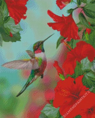 Hummingbird And Flowers diamond painting