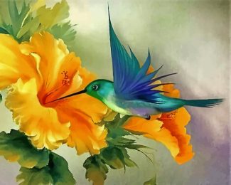 Hummingbird And Yellow Flower diamond painting