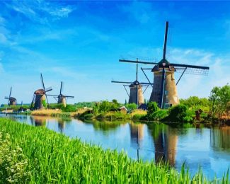 Kinderdijk Windmills diamond painting