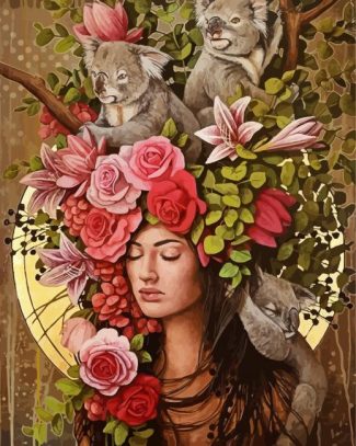 Koalas And Lady diamond painting