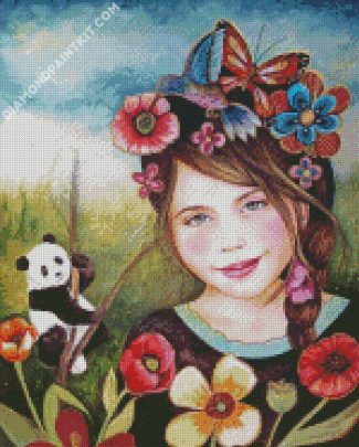 Lady And Panda diamond painting