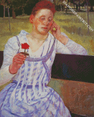 Mary Cassatt Woman With A Red Zinnia diamond painting